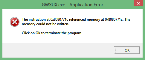 Błąd aplikacji GWXUX.exe